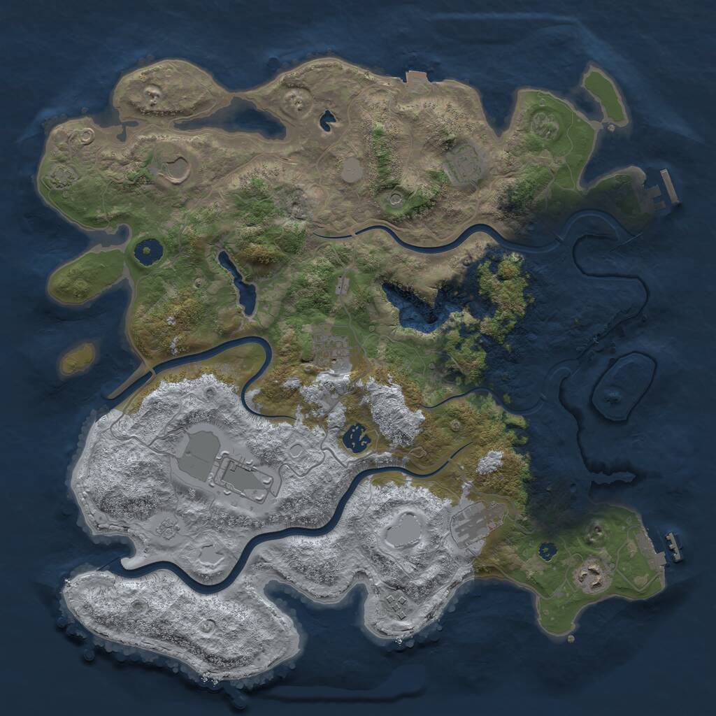 Rust Map: Procedural Map, Size: 4000, Seed: 630812107, 14 Monuments