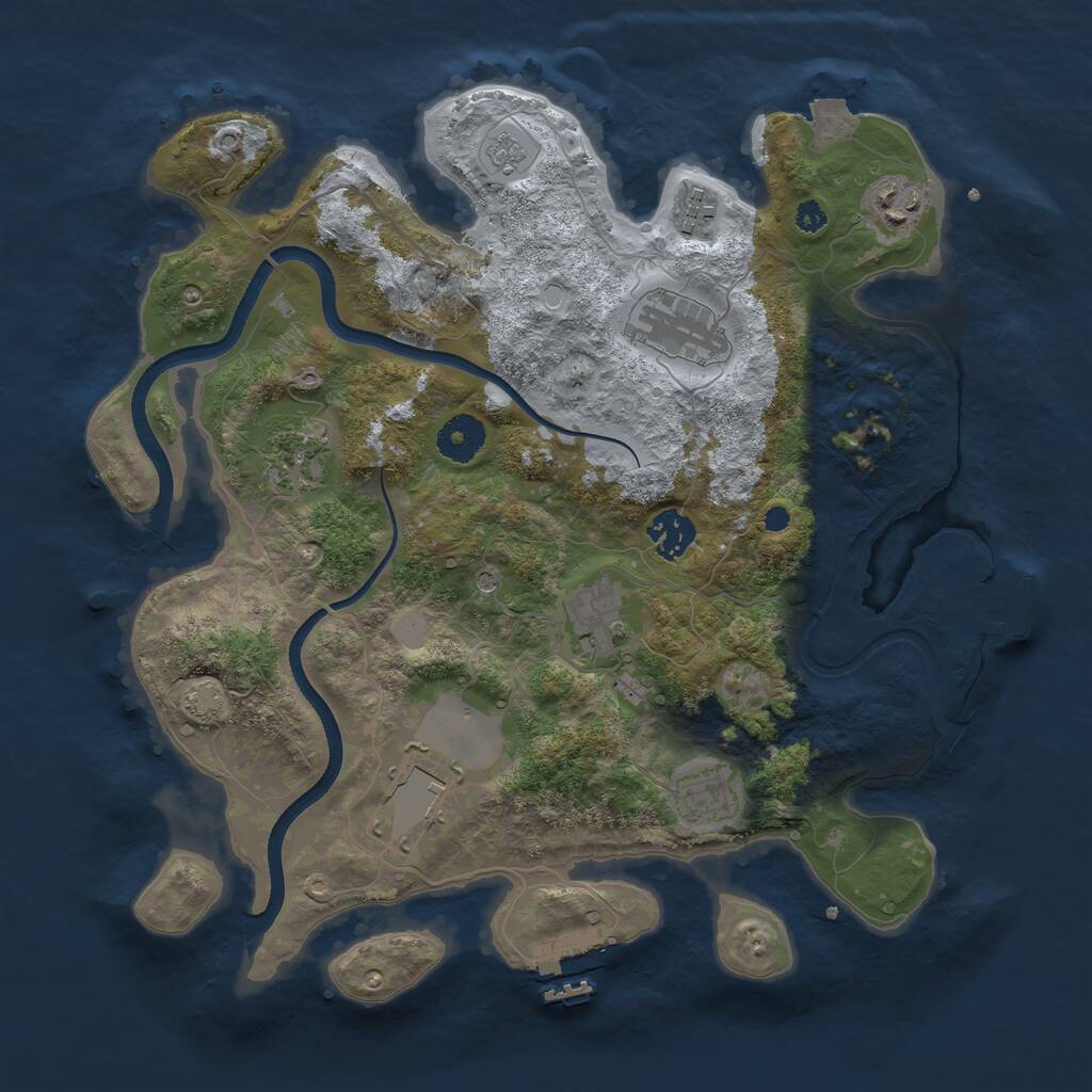 Rust Map: Procedural Map, Size: 3500, Seed: 561838928, 14 Monuments
