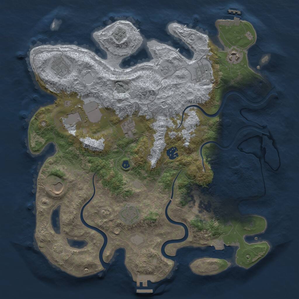 Rust Map: Procedural Map, Size: 3750, Seed: 1338027772, 16 Monuments