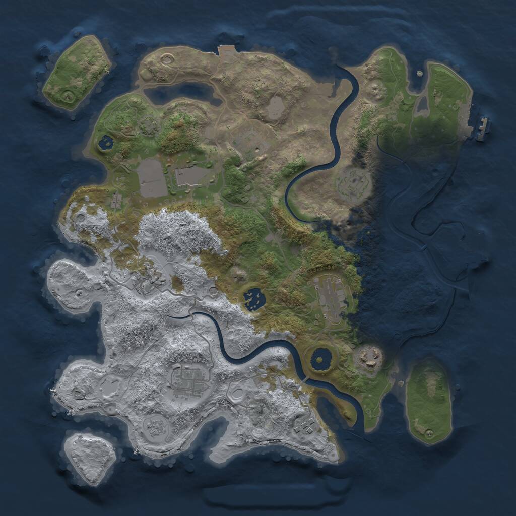 Rust Map: Procedural Map, Size: 3500, Seed: 489655, 15 Monuments