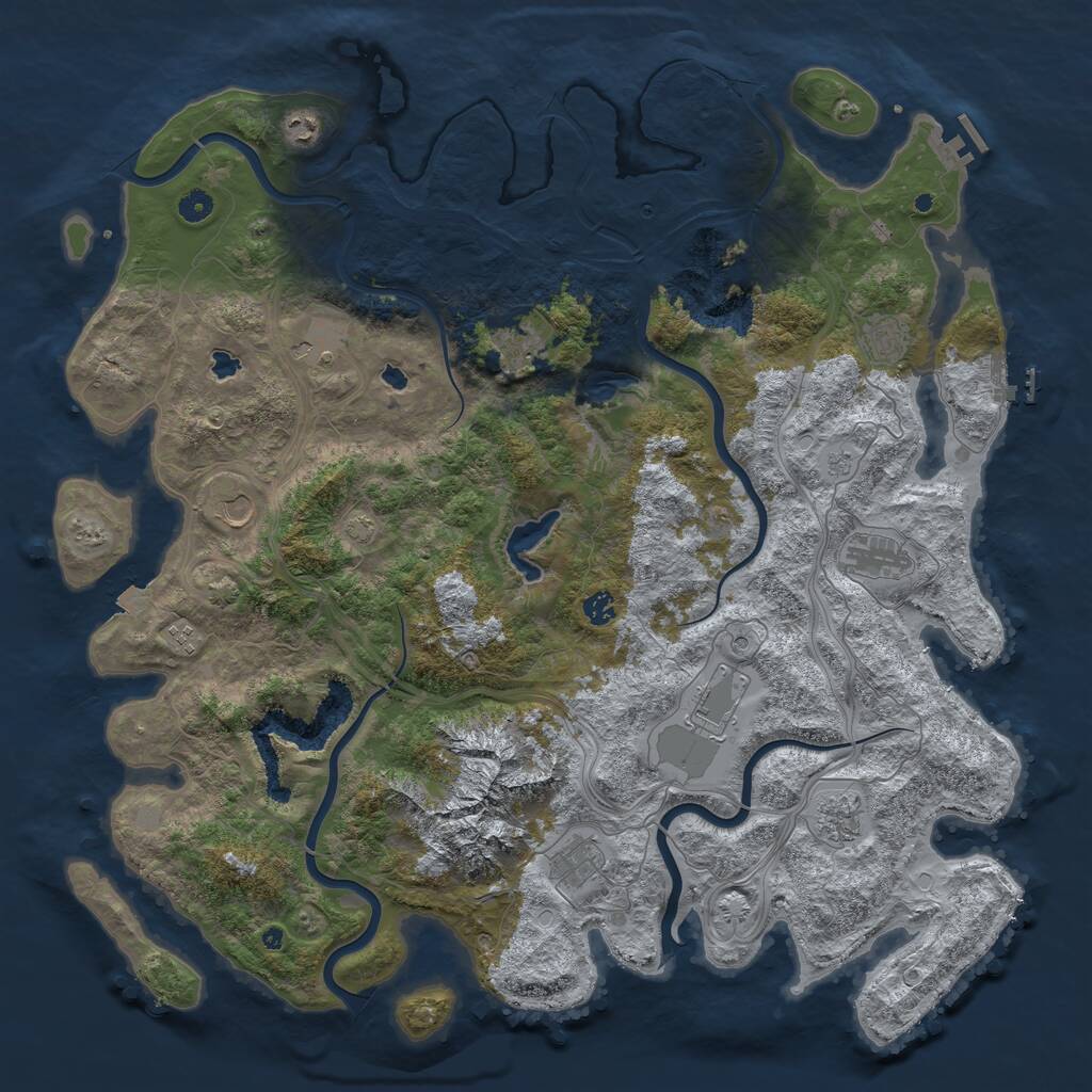 Rust Map: Procedural Map, Size: 5000, Seed: 2496739, 17 Monuments