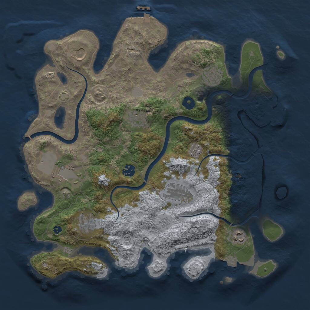 Rust Map: Procedural Map, Size: 3700, Seed: 1128558108, 15 Monuments