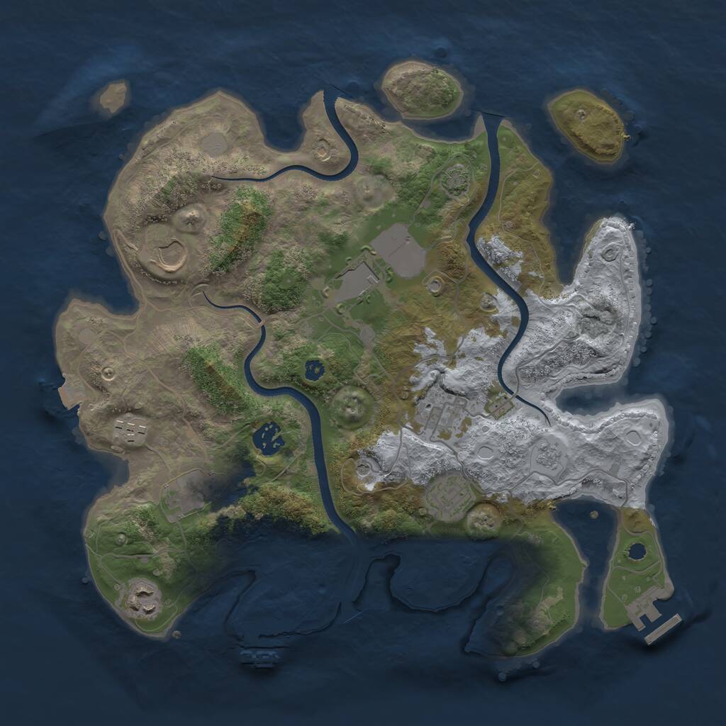 Rust Map: Procedural Map, Size: 3500, Seed: 530923458, 14 Monuments