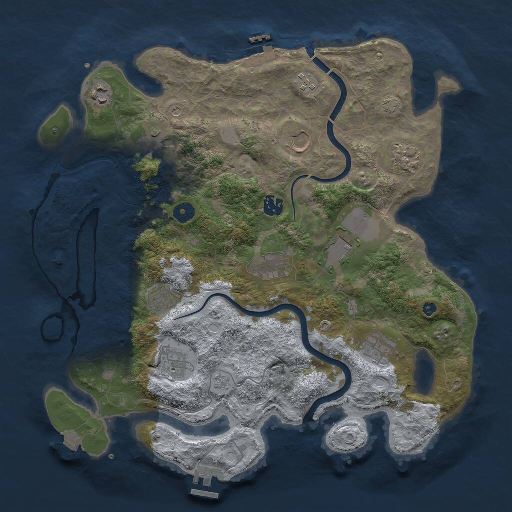 Rust Map: Procedural Map, Size: 3750, Seed: 13234343, 17 Monuments