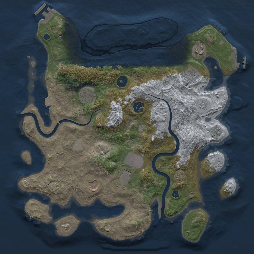 Rust Map: Procedural Map, Size: 3500, Seed: 1155722292, 13 Monuments