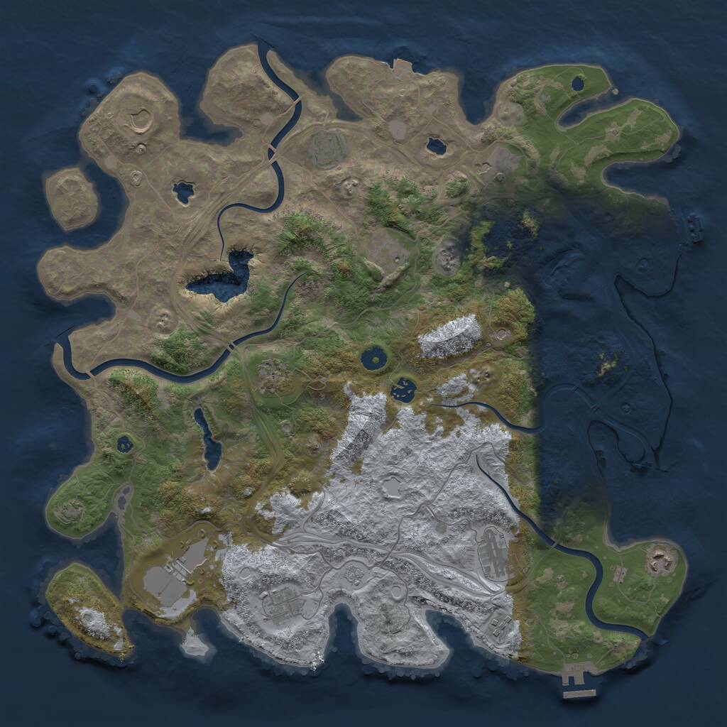 Rust Map: Procedural Map, Size: 4500, Seed: 51156647, 17 Monuments