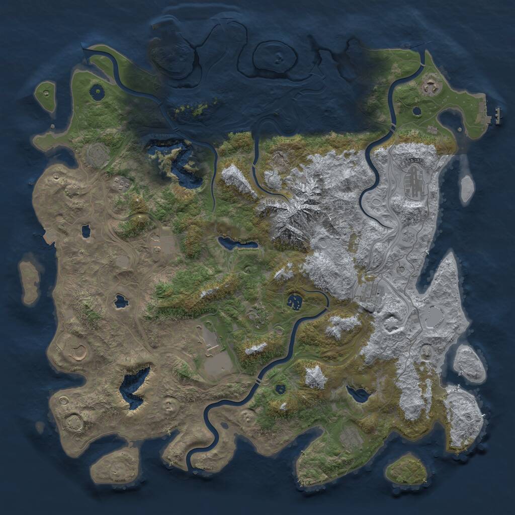Rust Map: Procedural Map, Size: 5000, Seed: 772984045, 17 Monuments