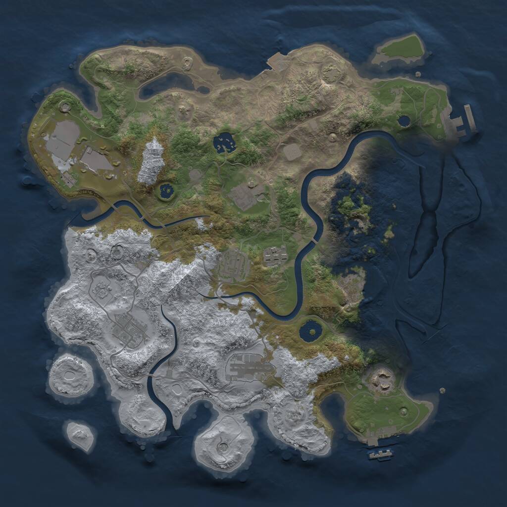 Rust Map: Procedural Map, Size: 3500, Seed: 442566121, 15 Monuments