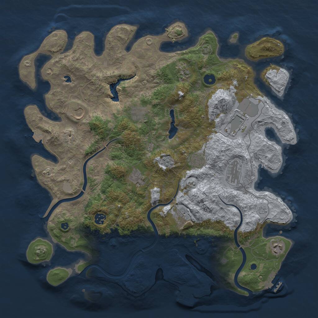 Rust Map: Procedural Map, Size: 4200, Seed: 719587168, 17 Monuments
