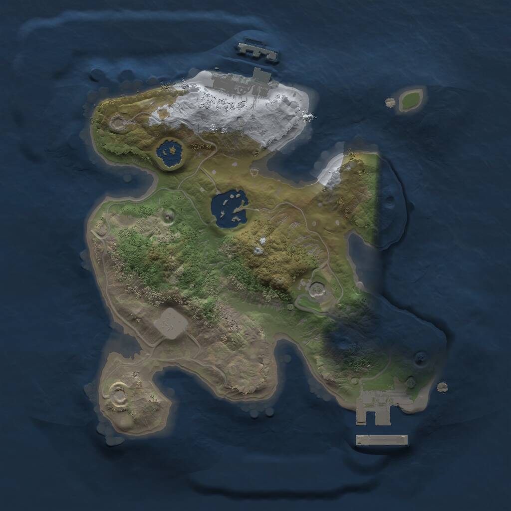 Rust Map: Procedural Map, Size: 2000, Seed: 53748, 5 Monuments