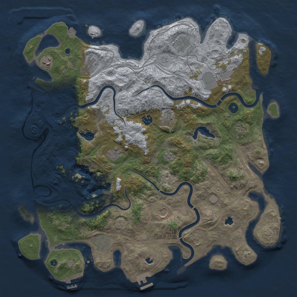 Rust Map: Procedural Map, Size: 4500, Seed: 946506321, 17 Monuments
