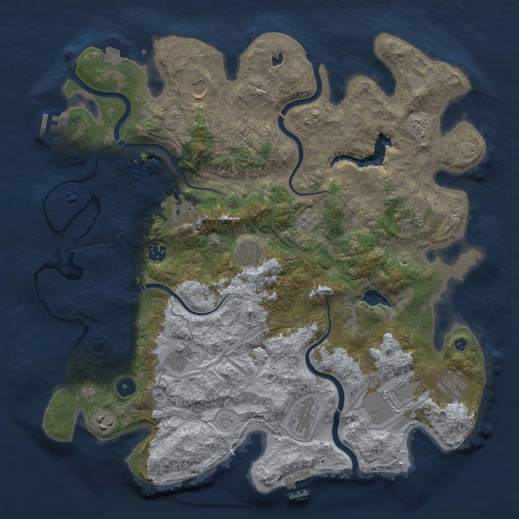 Rust Map: Procedural Map, Size: 4250, Seed: 396913278, 17 Monuments