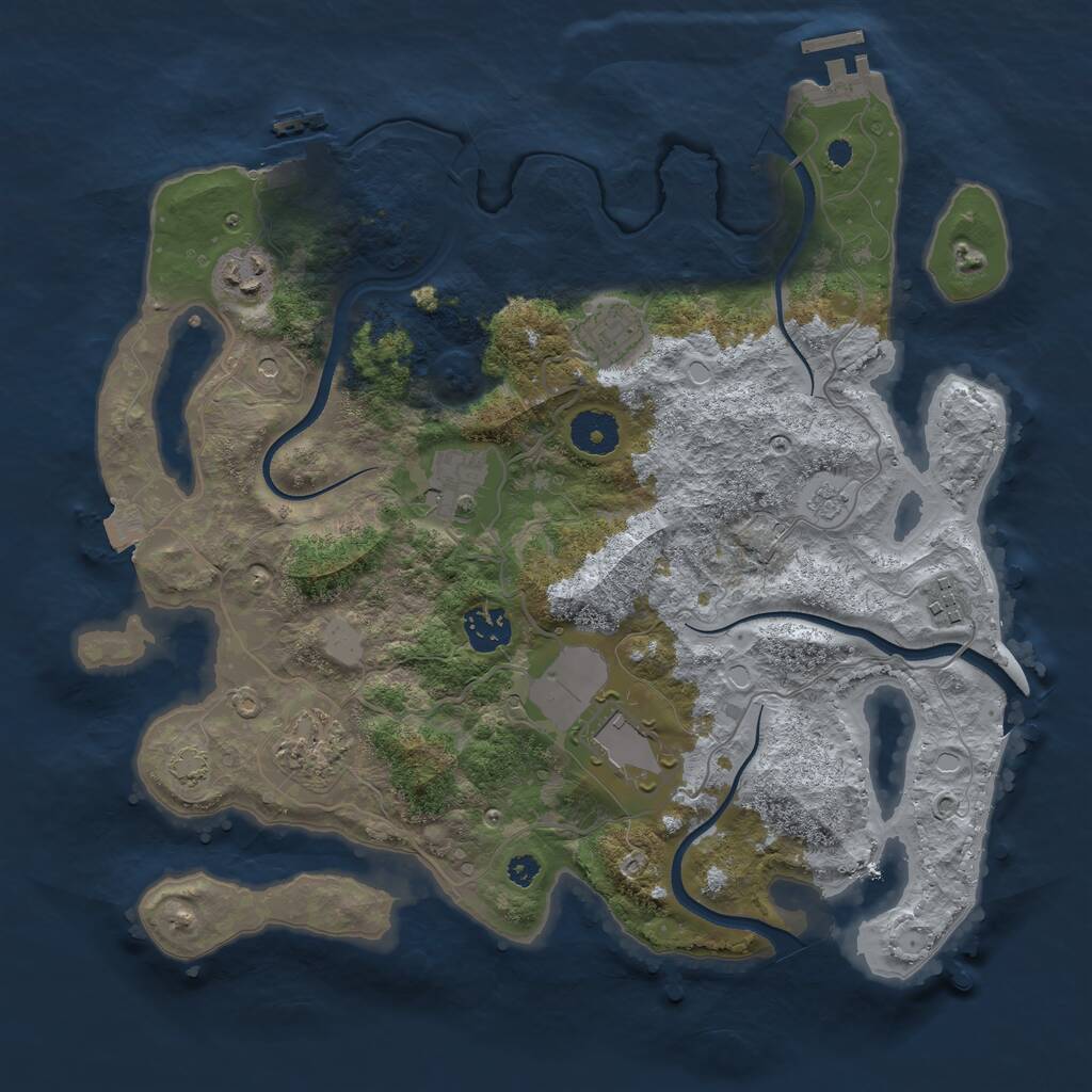 Rust Map: Procedural Map, Size: 3500, Seed: 1315086091, 13 Monuments