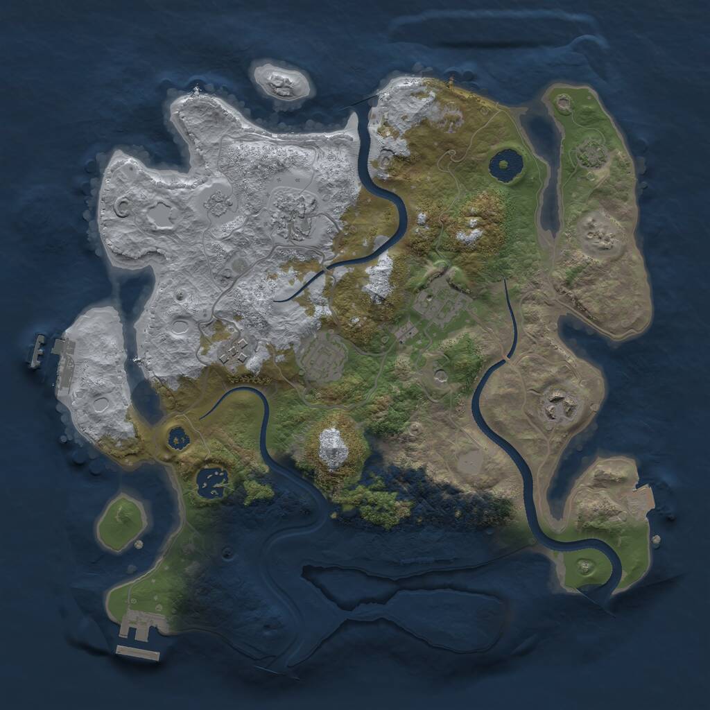 Rust Map: Procedural Map, Size: 3300, Seed: 58588887, 12 Monuments