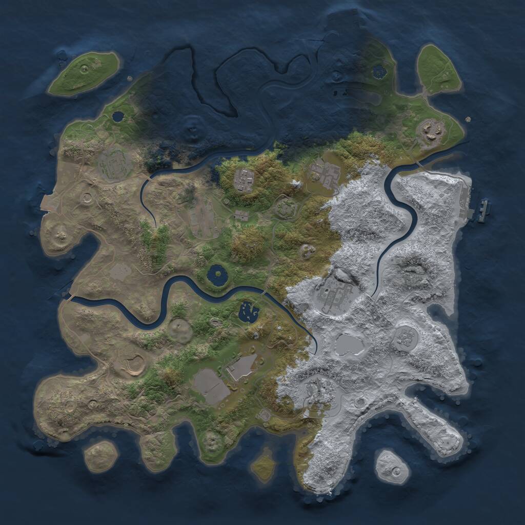 Rust Map: Procedural Map, Size: 3800, Seed: 110882386, 16 Monuments
