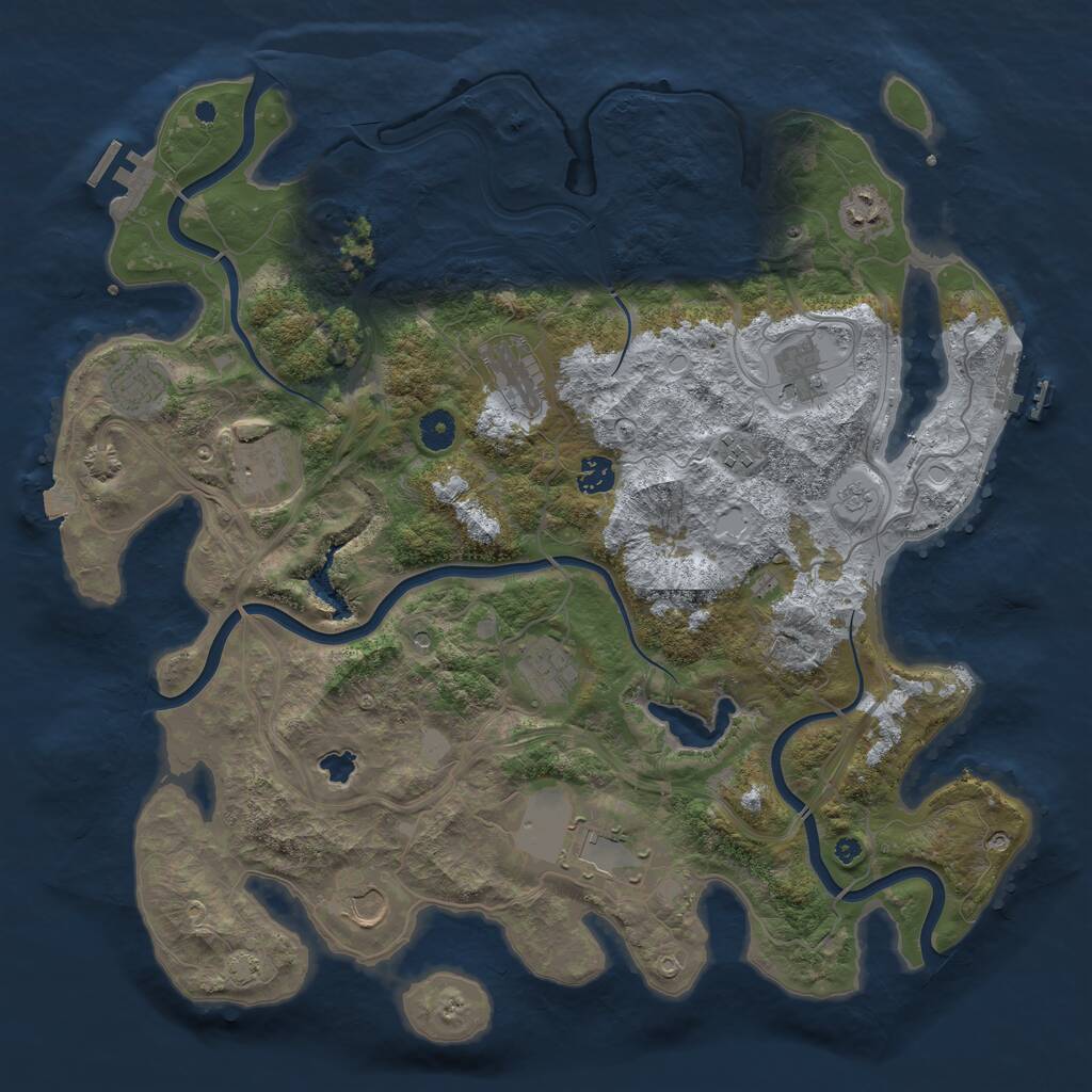 Rust Map: Procedural Map, Size: 4250, Seed: 1852132189, 16 Monuments