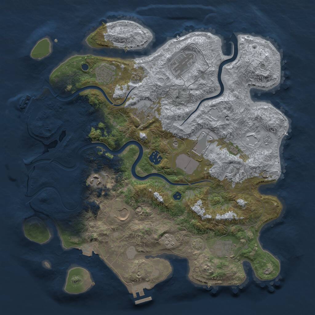 Rust Map: Procedural Map, Size: 3750, Seed: 674786192, 16 Monuments