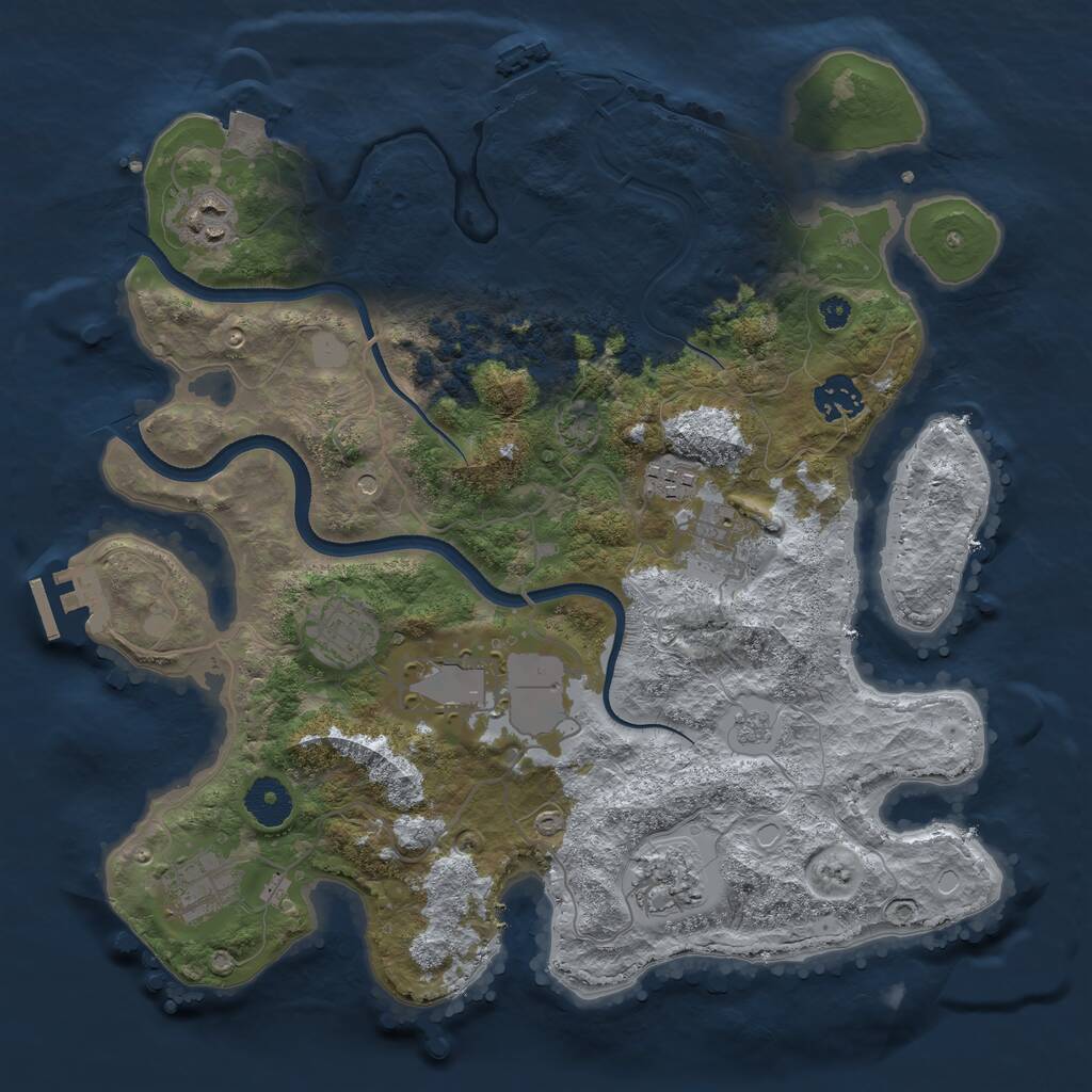 Rust Map: Procedural Map, Size: 3500, Seed: 76896, 14 Monuments