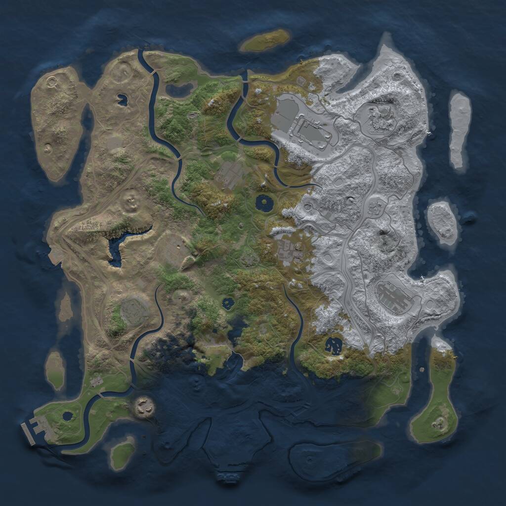 Rust Map: Procedural Map, Size: 4250, Seed: 1084399173, 16 Monuments