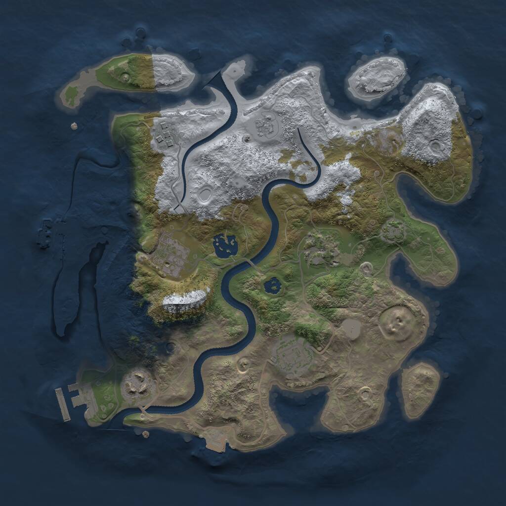 Rust Map: Procedural Map, Size: 3000, Seed: 1092327739, 12 Monuments