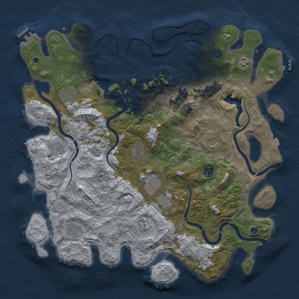 Rust Map: Procedural Map, Size: 4500, Seed: 206463787, 16 Monuments