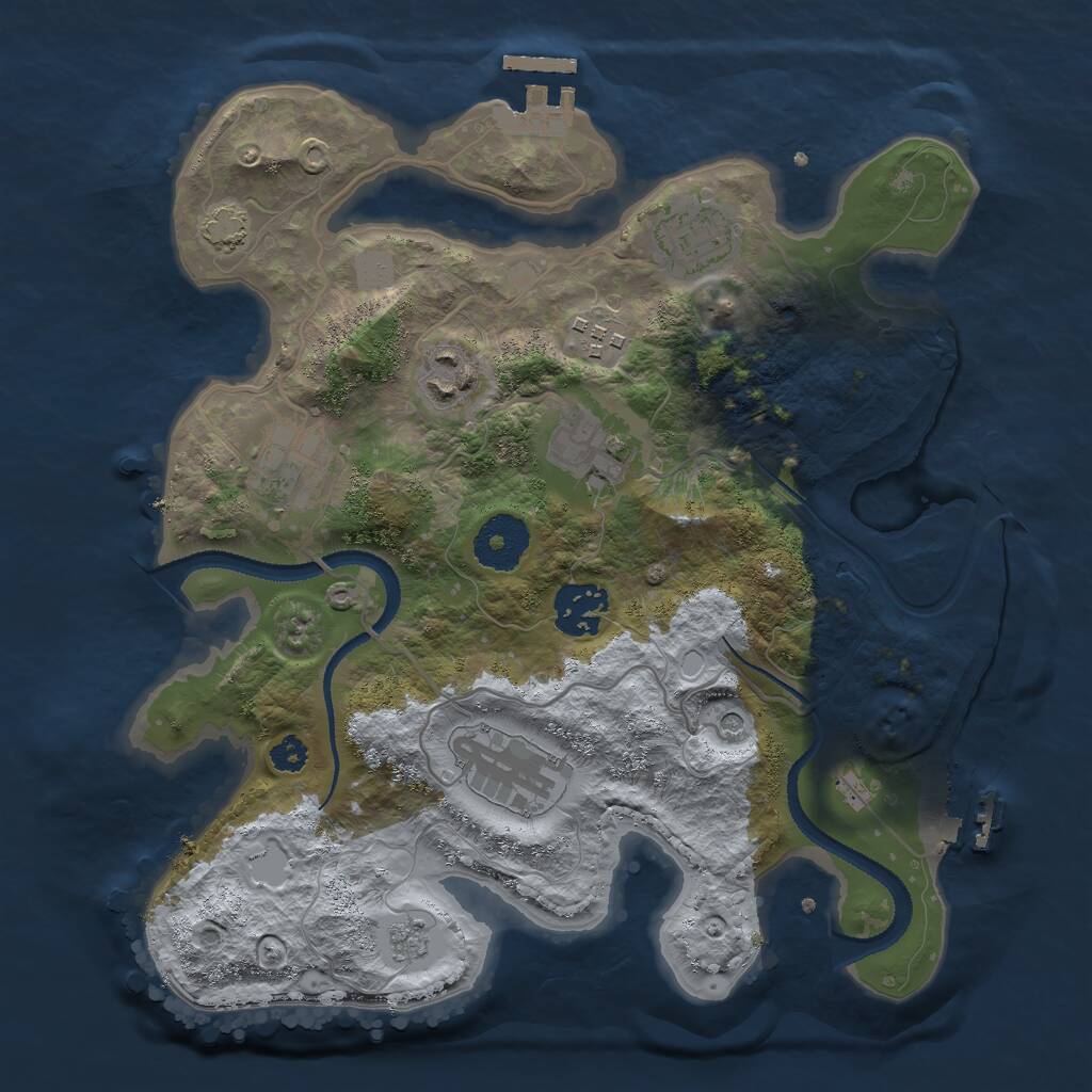 Rust Map: Procedural Map, Size: 3000, Seed: 1104441481, 13 Monuments