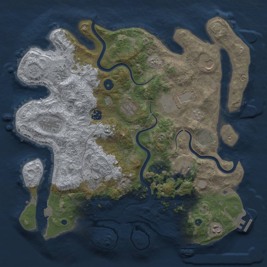 Rust Map: Procedural Map, Size: 3900, Seed: 1668696067, 17 Monuments