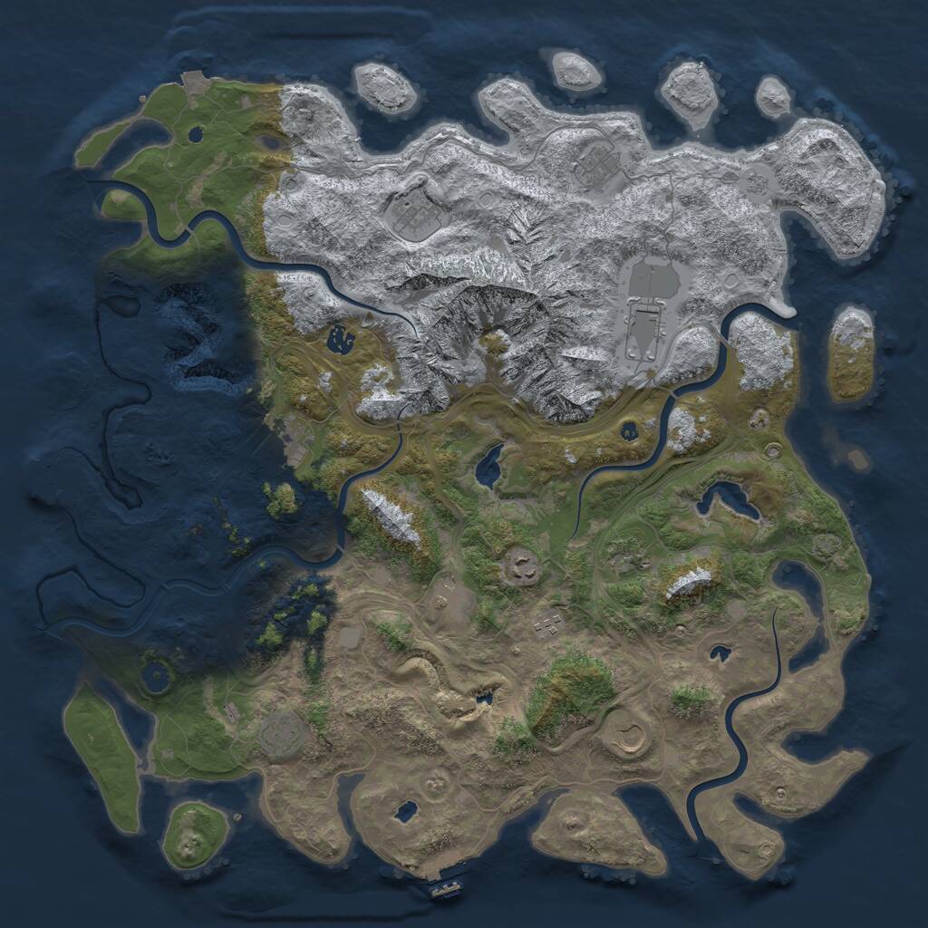 Rust Map: Procedural Map, Size: 5000, Seed: 1692275684, 17 Monuments