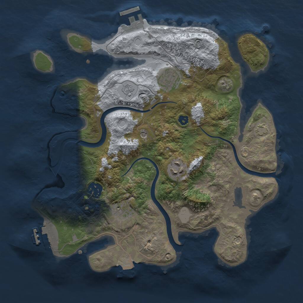 Rust Map: Procedural Map, Size: 3000, Seed: 11619, 10 Monuments