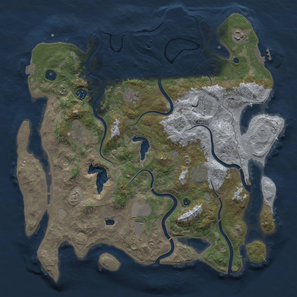 Rust Map: Procedural Map, Size: 4050, Seed: 818828685, 14 Monuments