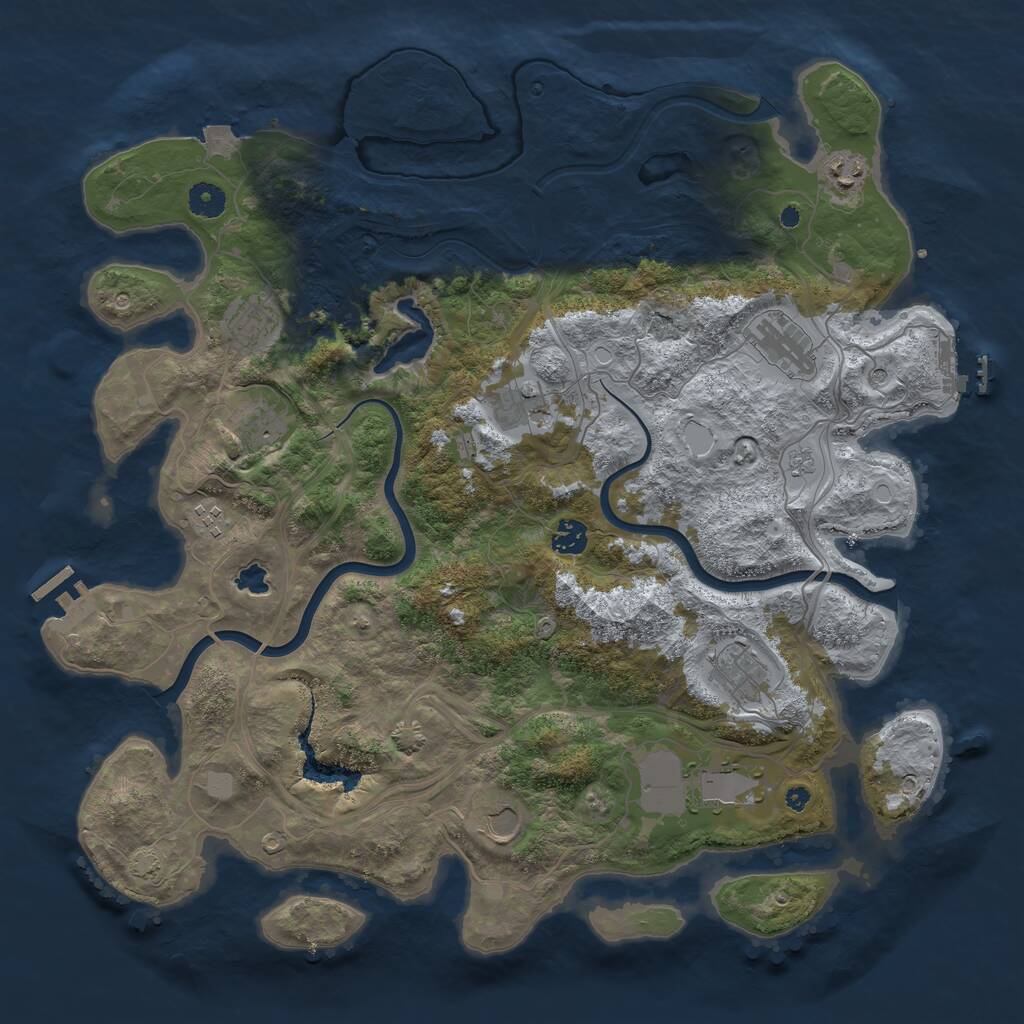 Rust Map: Procedural Map, Size: 4250, Seed: 745268, 16 Monuments