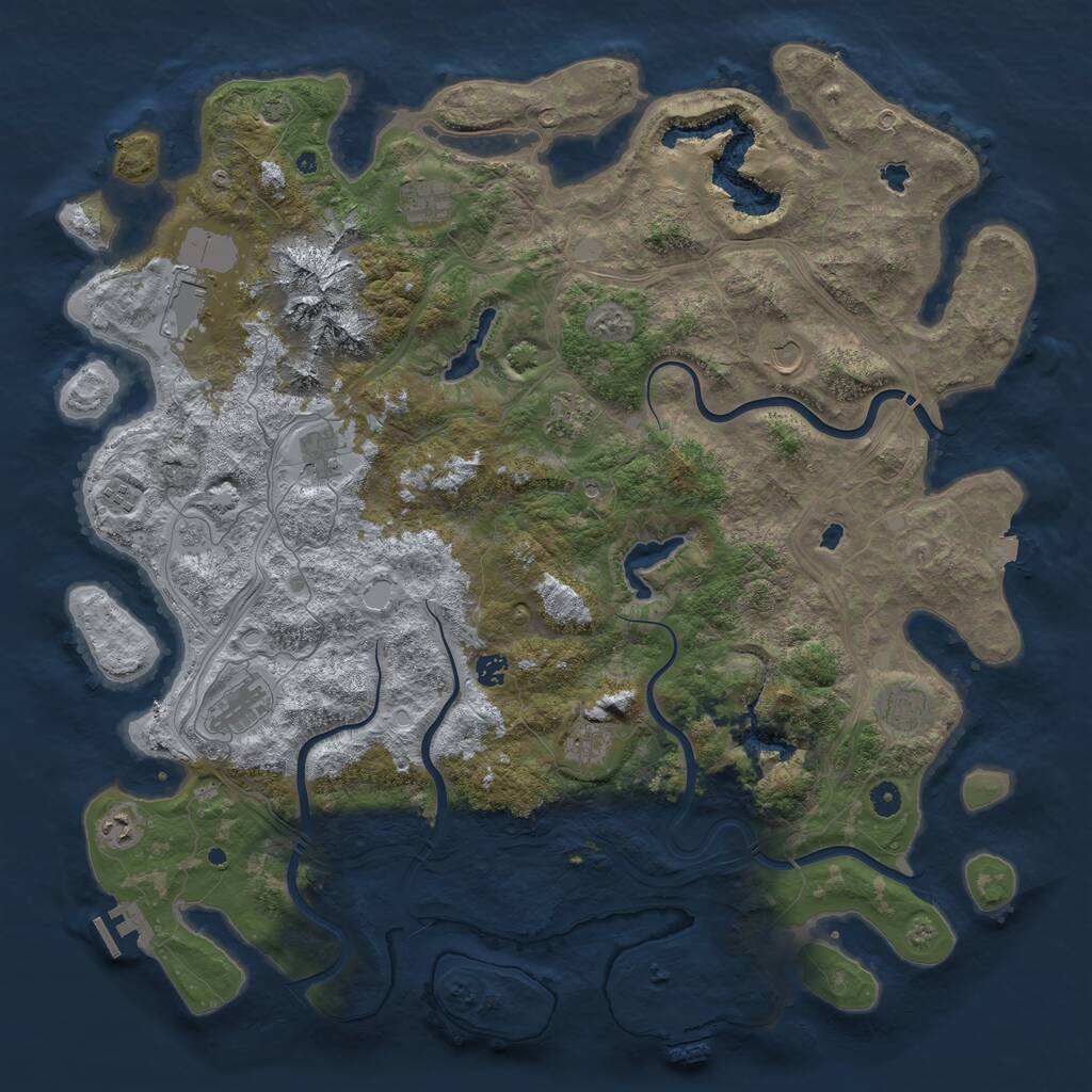 Rust Map: Procedural Map, Size: 5000, Seed: 1706197882, 17 Monuments