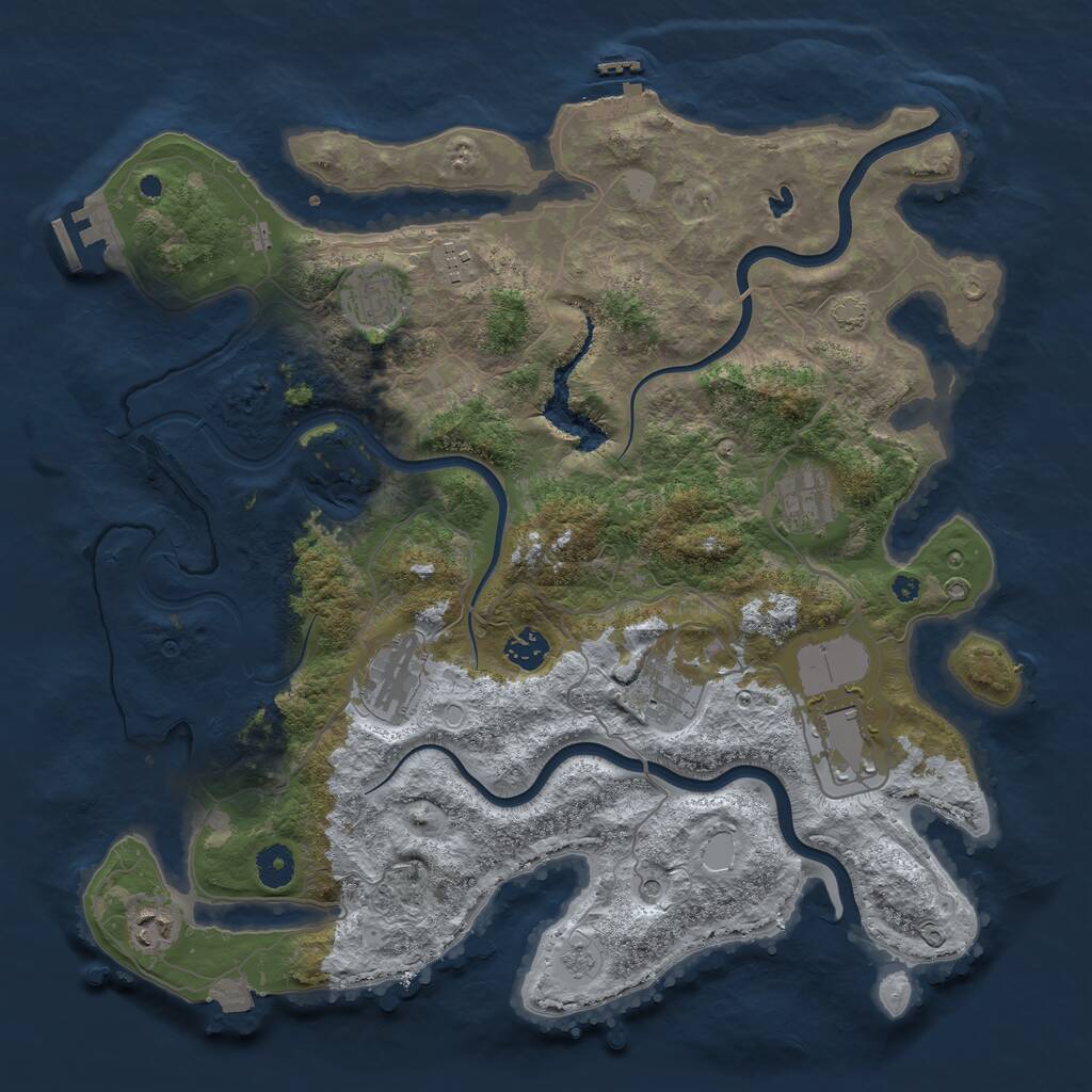 Rust Map: Procedural Map, Size: 4000, Seed: 1257002017, 14 Monuments