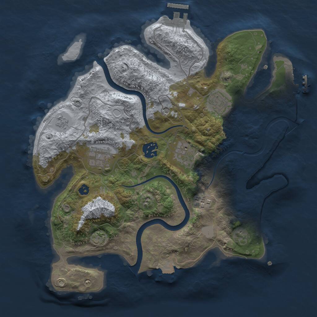 Rust Map: Procedural Map, Size: 3000, Seed: 1251481257, 11 Monuments