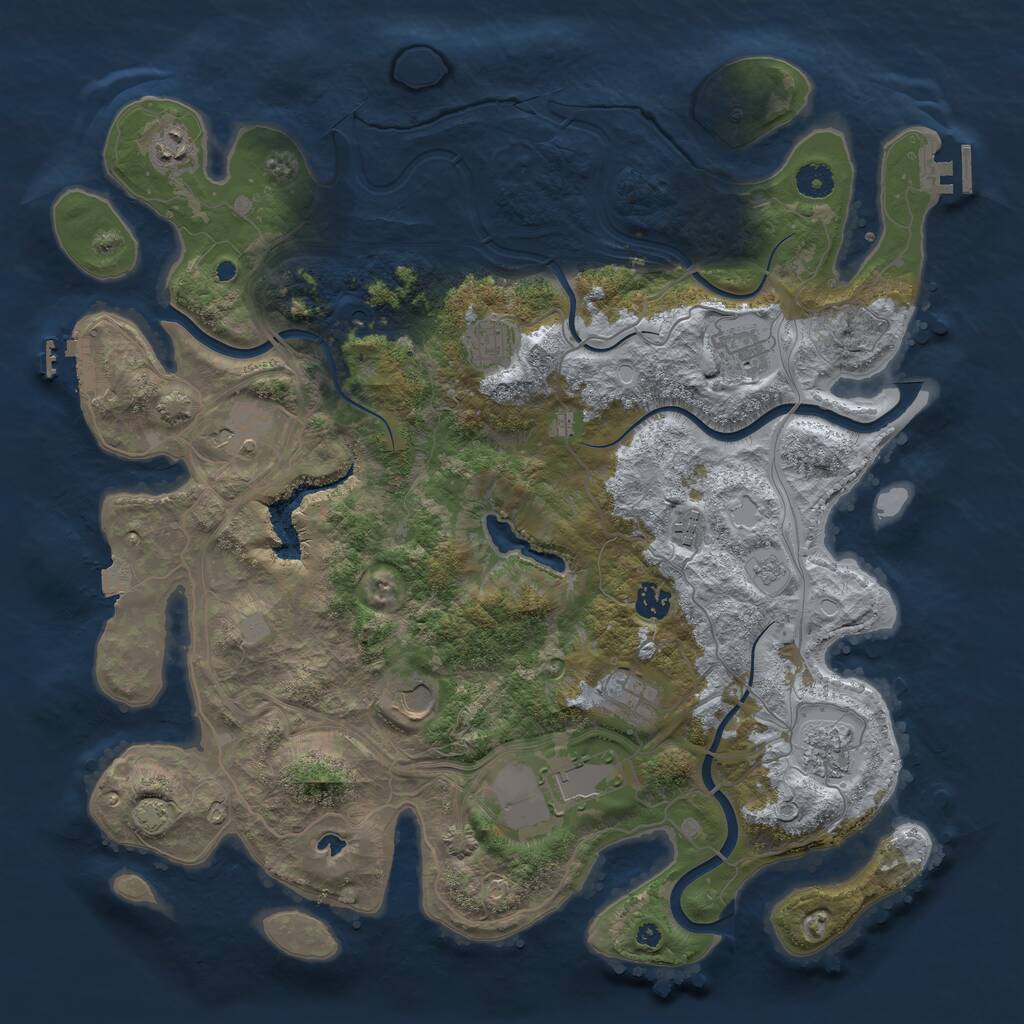 Rust Map: Procedural Map, Size: 4250, Seed: 210477571, 16 Monuments