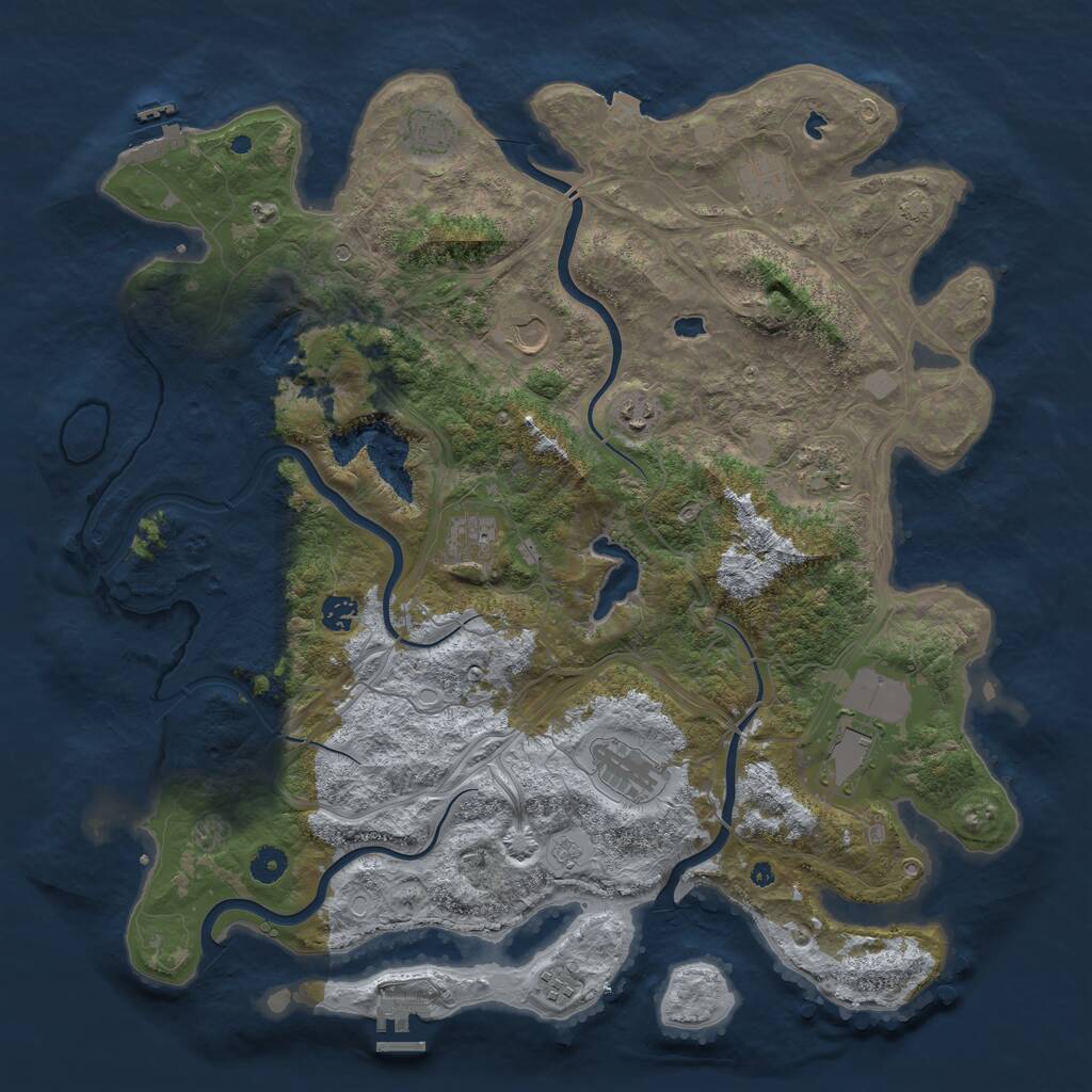 Rust Map: Procedural Map, Size: 4500, Seed: 543373376, 16 Monuments