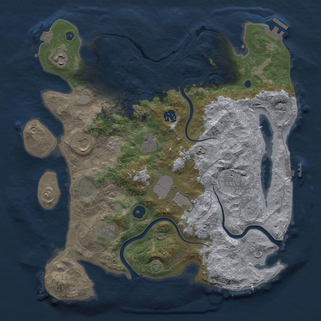 Rust Map: Procedural Map, Size: 3800, Seed: 824697481, 15 Monuments