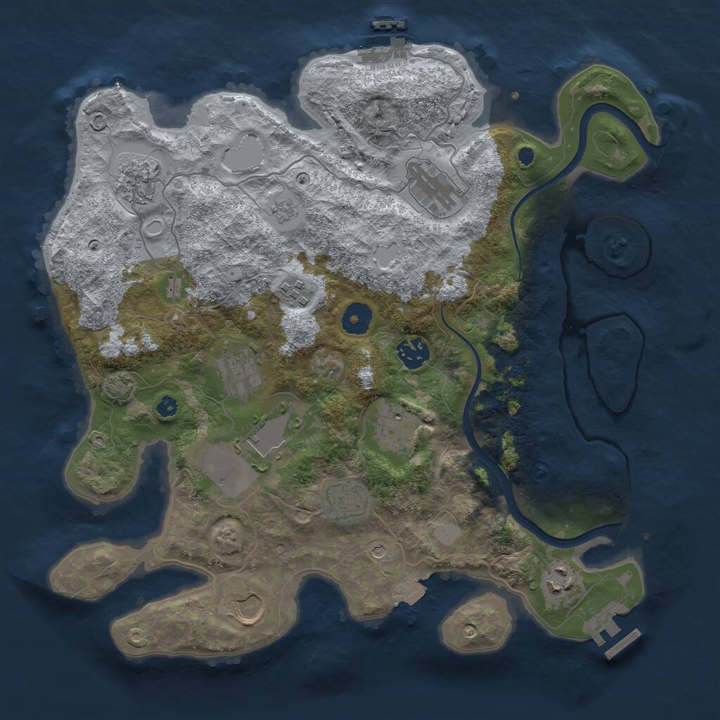 Rust Map: Procedural Map, Size: 3500, Seed: 1425739325, 16 Monuments