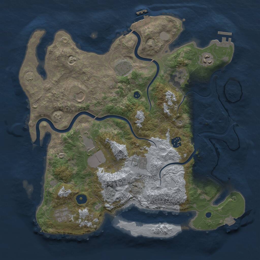 Rust Map: Procedural Map, Size: 3750, Seed: 2057776648, 14 Monuments