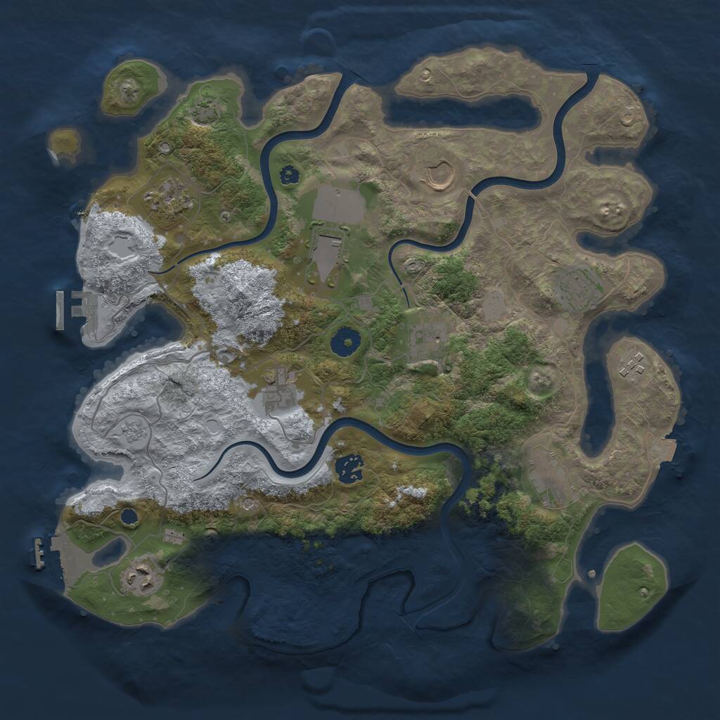 Rust Map: Procedural Map, Size: 3700, Seed: 1107462989, 16 Monuments