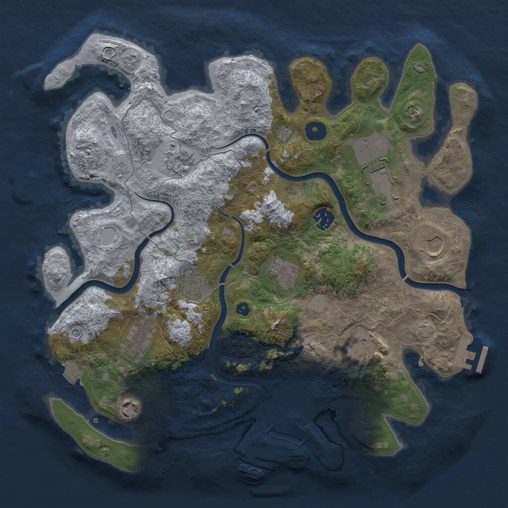 Rust Map: Procedural Map, Size: 3750, Seed: 80616304, 16 Monuments
