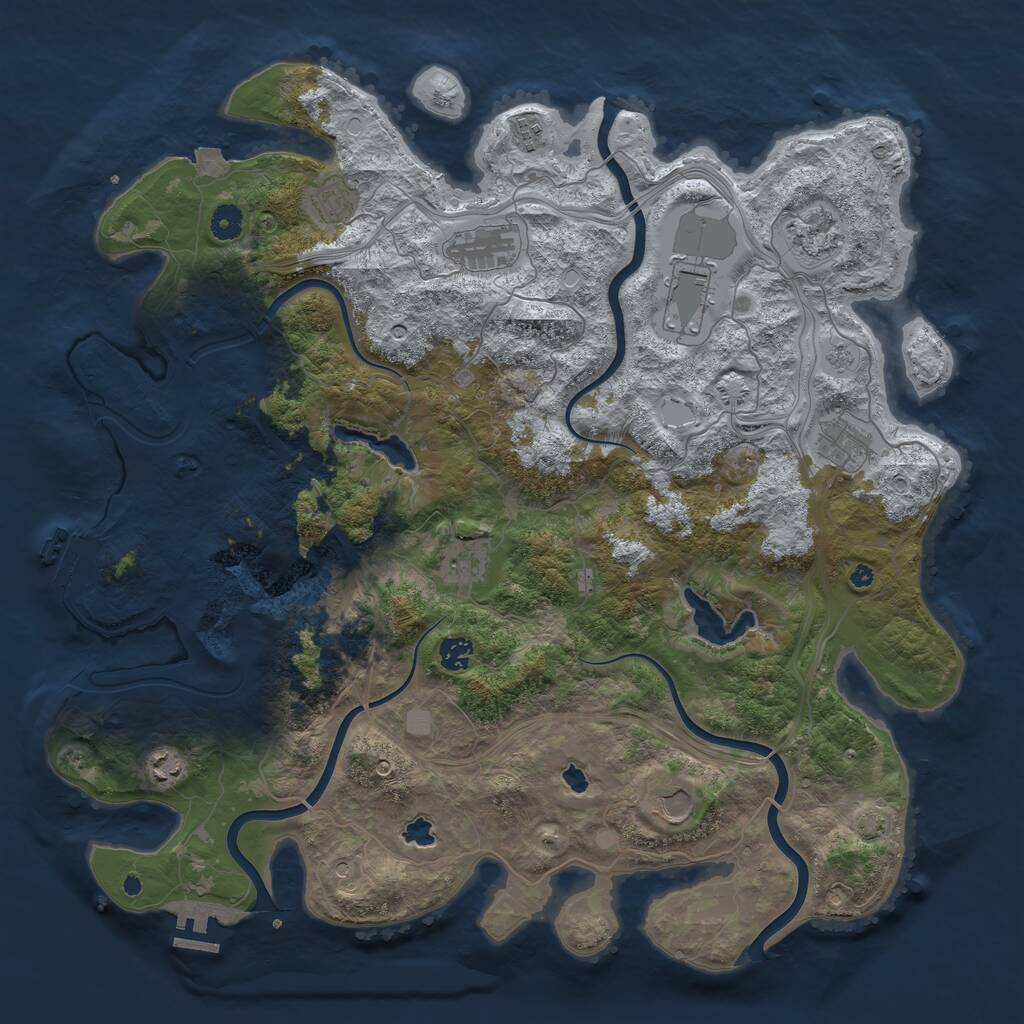 Rust Map: Procedural Map, Size: 4500, Seed: 157103077, 16 Monuments