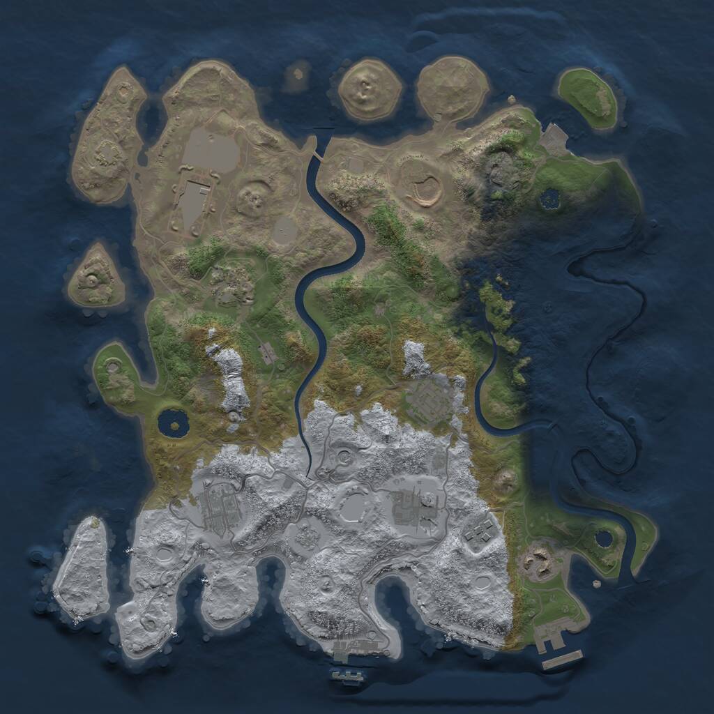 Rust Map: Procedural Map, Size: 3500, Seed: 760693900, 14 Monuments