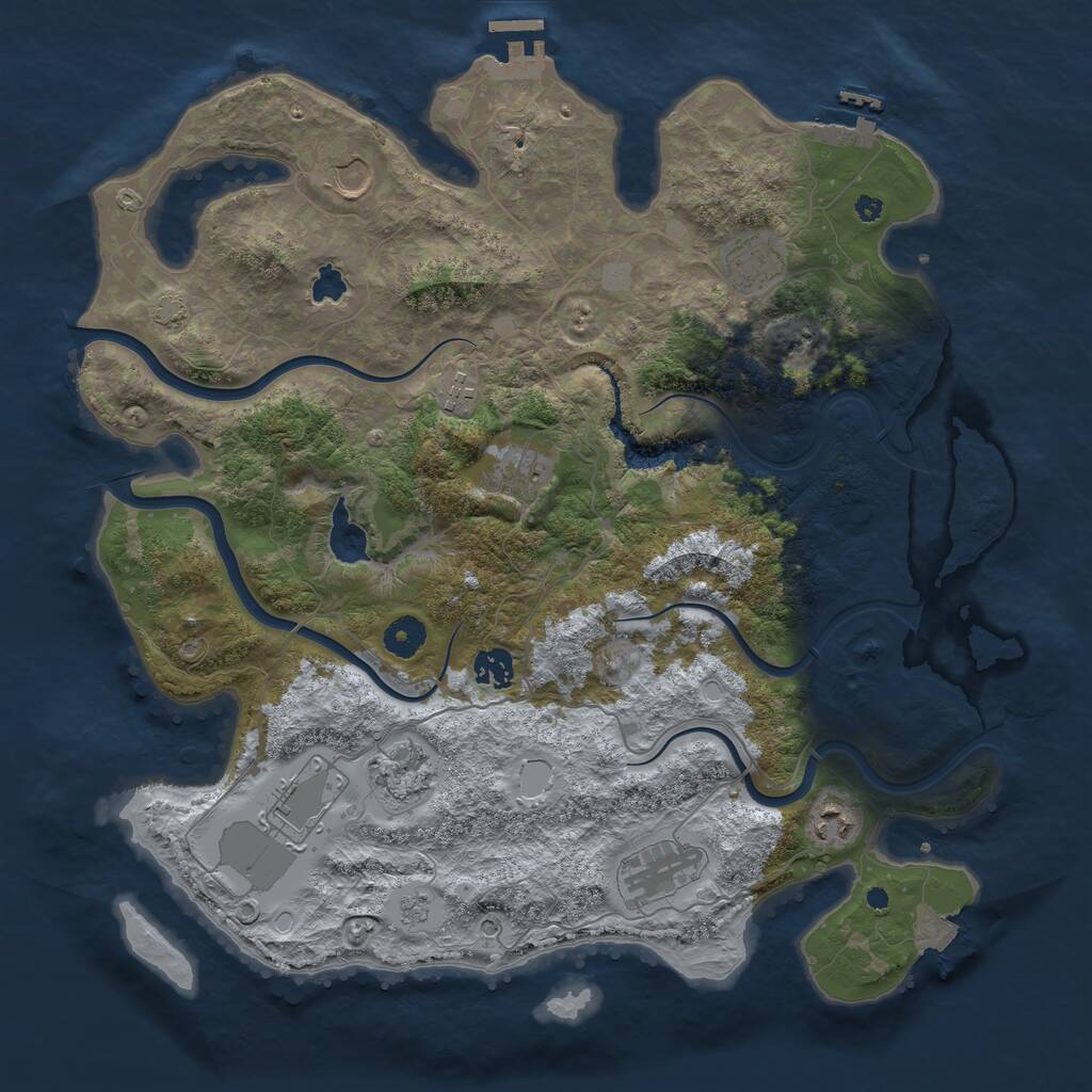 Rust Map: Procedural Map, Size: 4000, Seed: 1165193806, 15 Monuments