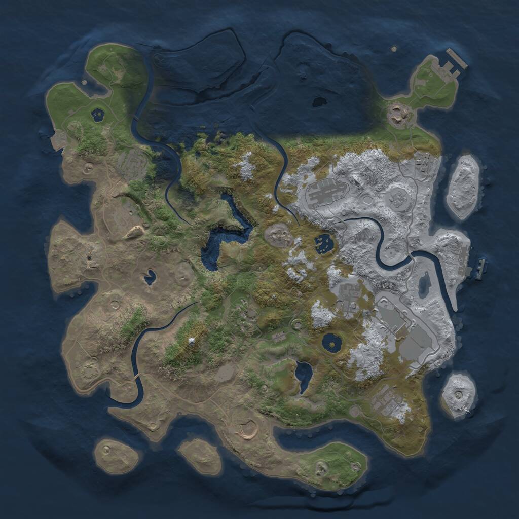 Rust Map: Procedural Map, Size: 4000, Seed: 865012564, 17 Monuments