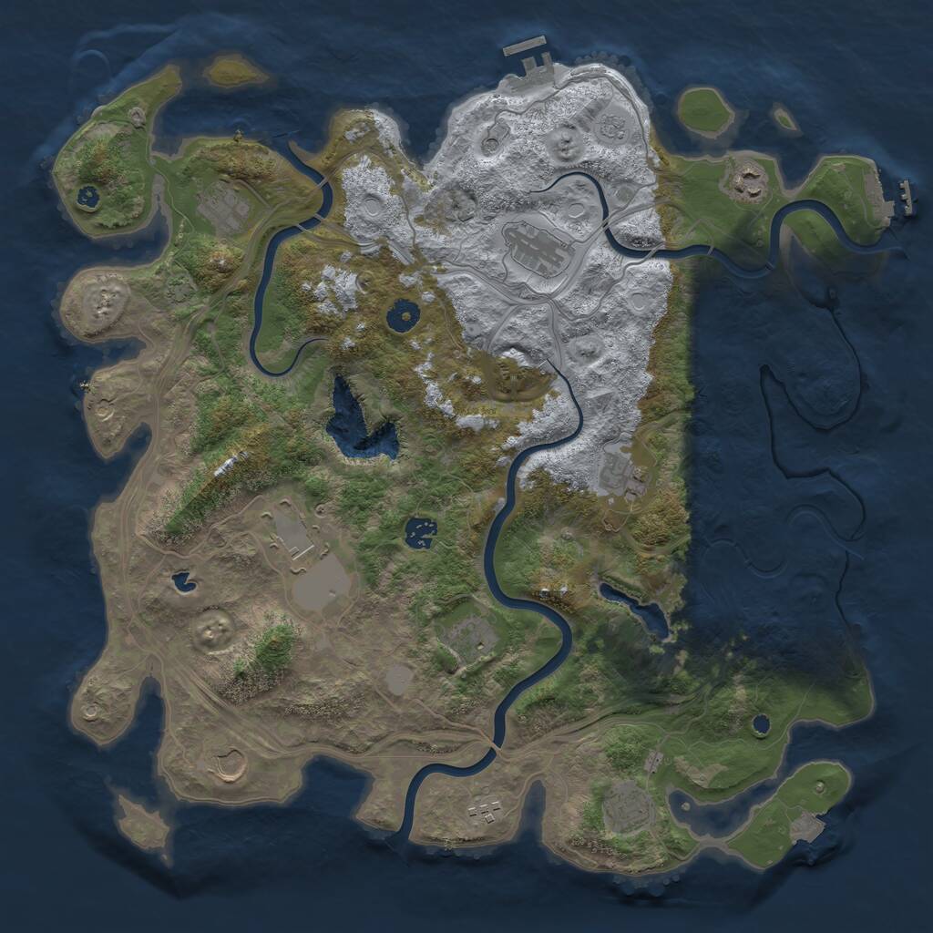 Rust Map: Procedural Map, Size: 4300, Seed: 2057214468, 16 Monuments