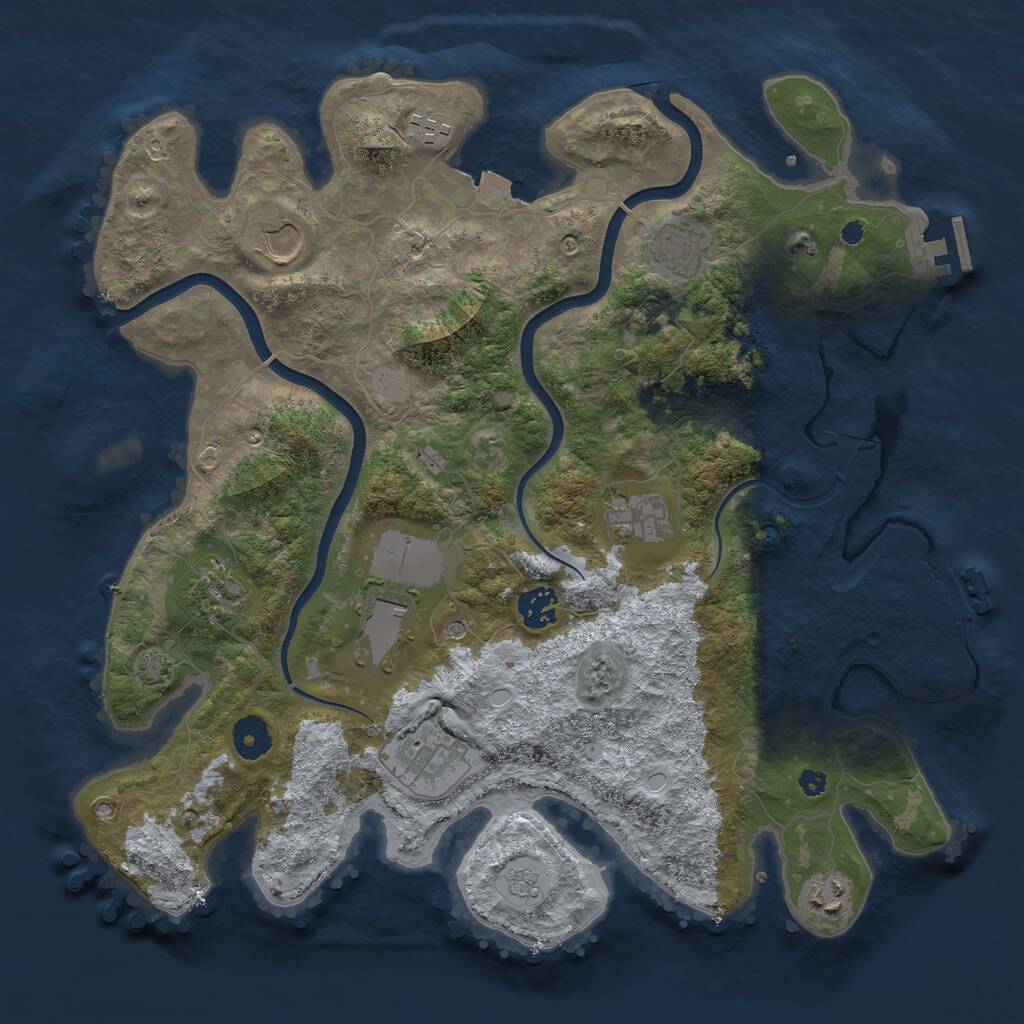 Rust Map: Procedural Map, Size: 3750, Seed: 1490601652, 15 Monuments