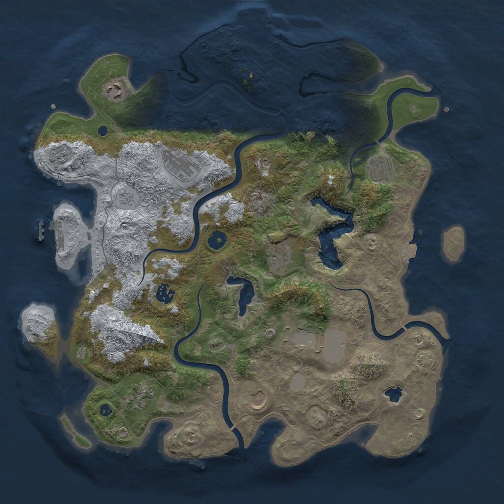Rust Map: Procedural Map, Size: 4096, Seed: 1046842295, 15 Monuments