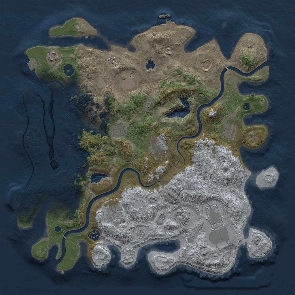 Rust Map: Procedural Map, Size: 4000, Seed: 1346451962, 17 Monuments