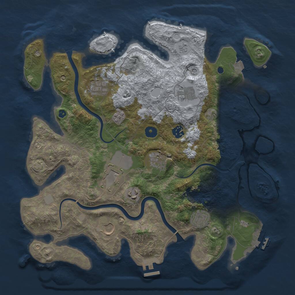 Rust Map: Procedural Map, Size: 3750, Seed: 291117480, 15 Monuments